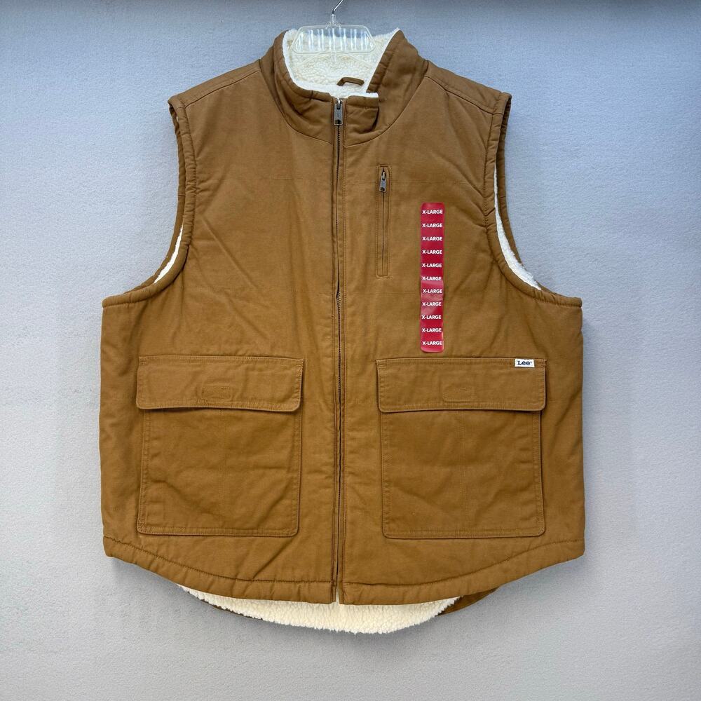 Lee Workwear Vest Men's XL Duck Brown Sherpa Lined Work Gear Outdoor NWT